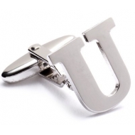 Genuine Sterling Silver Letter  U  Cufflinks