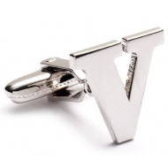 Genuine Sterling Silver Letter  V  Cufflinks