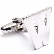 Genuine Sterling Silver Letter  W  Cufflinks