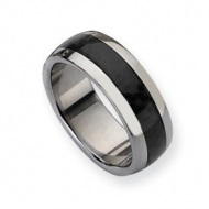 Stainless Steel and Carbon Fiber 8mm Polished Wedding Band