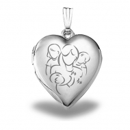 Sterling Silver  Mom with Daughter and Two Sons  Locket