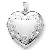 14K White Gold Heart Four Photo Locket