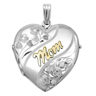 14K White Gold Heart Four Photo  Mom  Locket