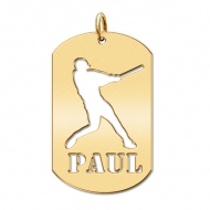 Personalized Baseball Slugger Name Dog Tag Cut Out Pendant