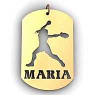 Personalized Female Softball Player Name Dog Tag Cut Out Pendant