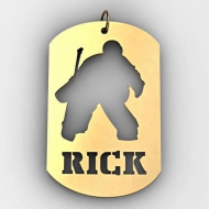 Personalized Hockey Goalie Name Dog Tag Cut Out Pendant