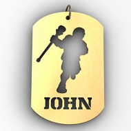 Personalized Male Lacrosse Player Name Dog Tag Cut Out Pendant