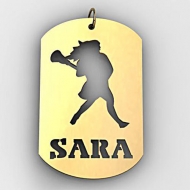 Personalized Female Lacrosse Player Name Dog Tag Cut Out Pendant