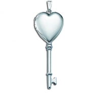 14k White Gold KEY Locket
