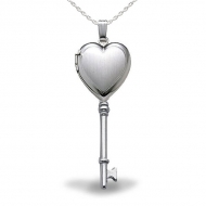 Sterling Silver Genuine Plain KEY Heart Locket