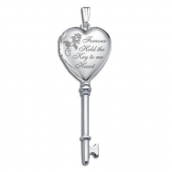 14k White Gold KEY Locket