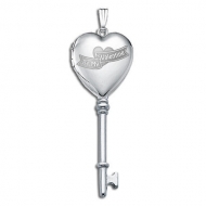 14k White Gold  Be My Valentine  KEY Heart Locket