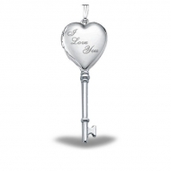 Sterling Silver  I Love You  Heart KEY Locket