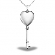 Sterling Silver Genuine Plain KEY Heart Locket
