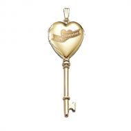 Solid 14K Yellow Gold Small Heart  Be My Valentine  KEY Locket