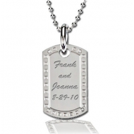 Stainless Steel Diamond Dog Tag on a 30 inch Bead Chain