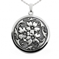 Sterling Silver Round Antique Locket Picture Locket
