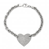 Sterling Silver  Engraved Fingerprint Bracelet