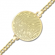 Round Thumbprint Footprint Engraved Bracelet w  Curb Chain