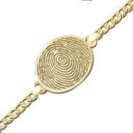 Oval Fingerprint Footprint Engraved Bracelet w  Curb Chain