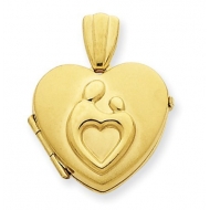 Solid 14k Yellow Gold Mother Child Locket