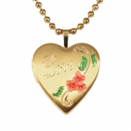 14K Gold Filled Yellow  LOVE  Heart Locket w  Enamel