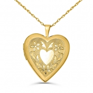 14K Gold Filled Yellow  LOVE  Heart Locket w  Heart Design