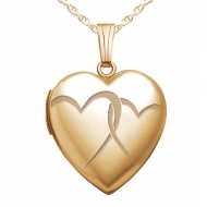 14K Gold Filled Yellow  Interlocking Hearts  Heart Locket