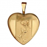 14K Gold Filled Yellow  Butterfly  Heart Locket