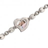 Sterling Silver Glass Heart Locket Bracelet
