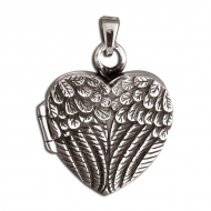 Sterling Silver  Angel Wing  Antiqued Cremation Picture Locket