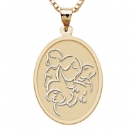 Mother with Daughter and Two Sons   Oval Pendant