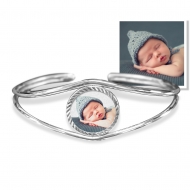 14K Yellow Photo Engraved Bangle Bracelet