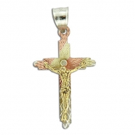 Sterling Silver Tri color Crucifix Cross Pendant