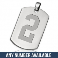 Stainless Steel Deep Engraved Sports Number XL Dog Tag Pendant