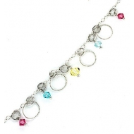 Sterling Silver Adjustable Anklet   Ankle Bracelet Beads   Hoops