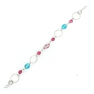 Sterling Silver Adjustable Anklet   Ankle Bracelet Beads   Hoops