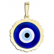 Evil Eye Color Scalloped Round Pendant