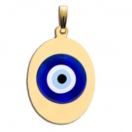 Evil Eye Engraved Oval Color Pendant
