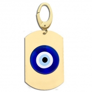 Evil Eye Engraved Dog Tag Charm
