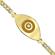 Evil Eye Engraved Bracelet w  Curb Chain