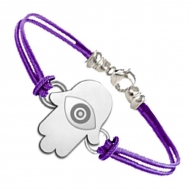Sterling Silver Hamsa  Protector of Evil Eye  Engraved  Rope Bracelet