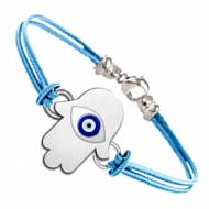 Sterling Silver Hamsa  Protector of Evil Eye  Color Rope Bracelet