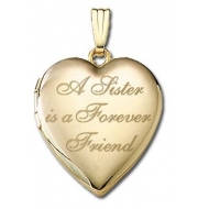 Solid 14K Yellow Gold  A Sister is a Forever Friend  Locket