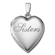 14k White Gold   Sisters    Hearts Locket