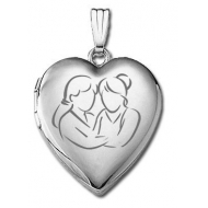 14k White Gold   Sisters Devotion    Hearts Locket
