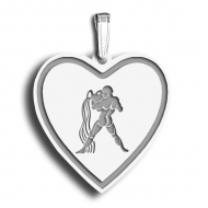 Aquarius Symbol Heart Charm or Pendant