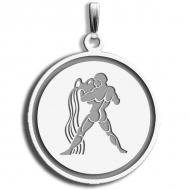 Aquarius Symbol Round Charm or Pendant