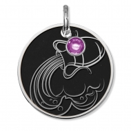 Aquarius Symbol Round Charm or Pendant