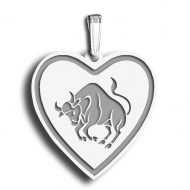 Taurus Symbol Heart Charm or Pendant